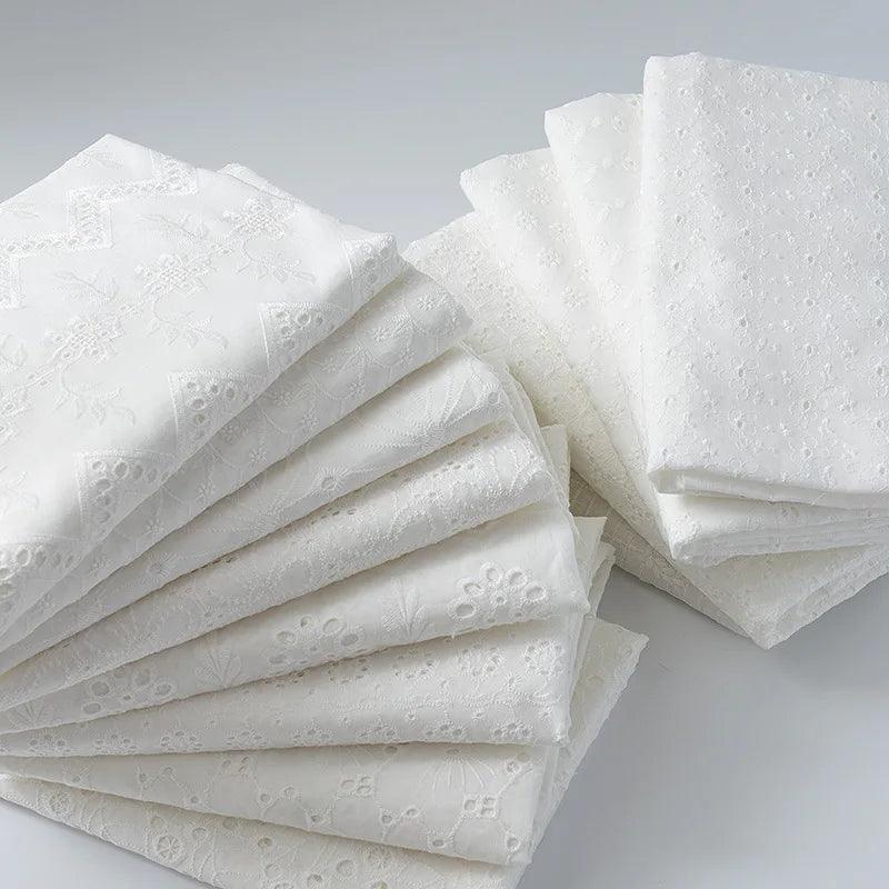 Lisslune | Elegant 100% Cotton White Lace Material
