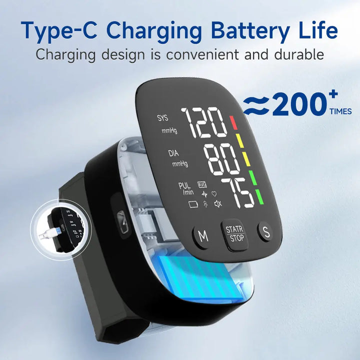 Lisslune | Rechargeable LED Wrist Blood Pressure Monitor with Voice Function – HeartGuard