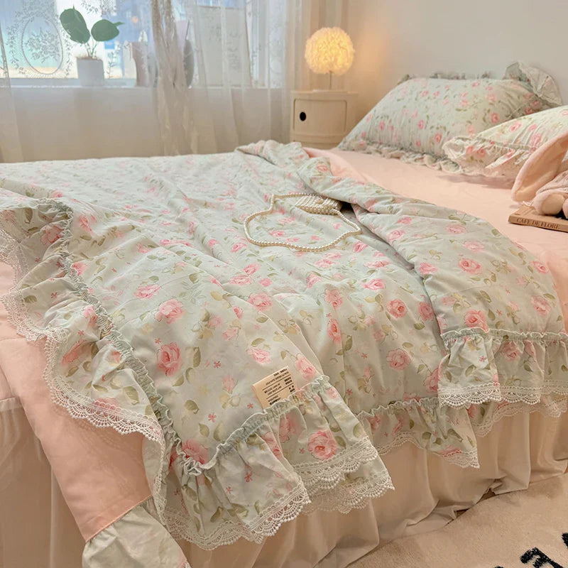 Rynx | Summer blanket cotton Korean lace fragmented series air conditioning quilt high-quality summer blanket set