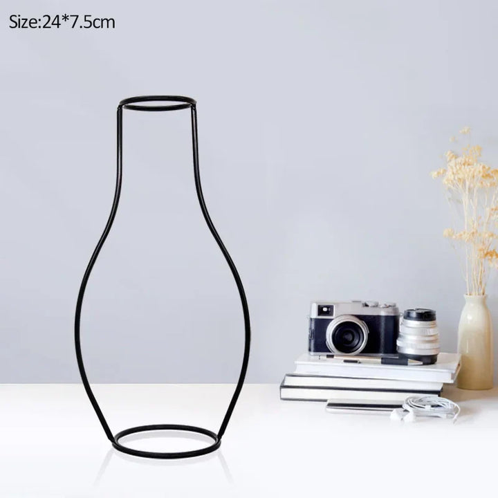 Rynx Retro Iron Line Table Flower Vase Pot Ornament Metal Plant Holder Nordic Styles Flower Vase Home Garden Decorations Wedding