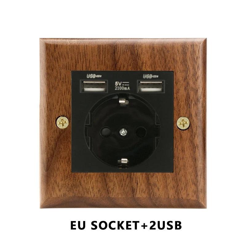 Lisslune | Stylish Black Walnut Electric Panel with USB Ports, Adjustable LED Ambient Lighting and Modern Pull Knob Features