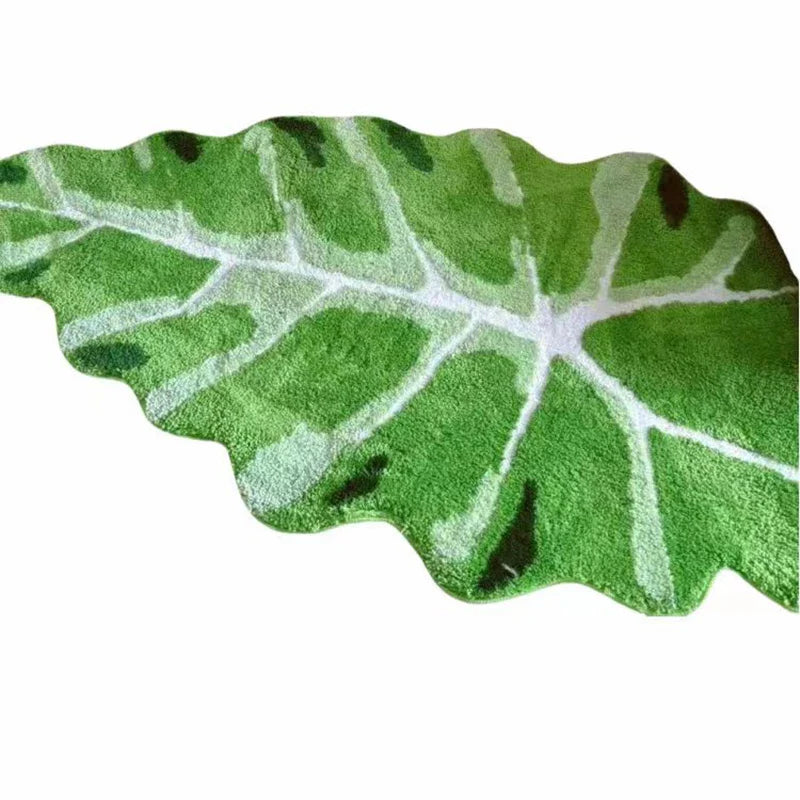 Rynx | Tufting Greenleaf Bedroom Rug Soft Fluffy Bed Mat Area Rug Floor Organization Cushion Plant Doormat Aesthetic Home Kids Room Decor