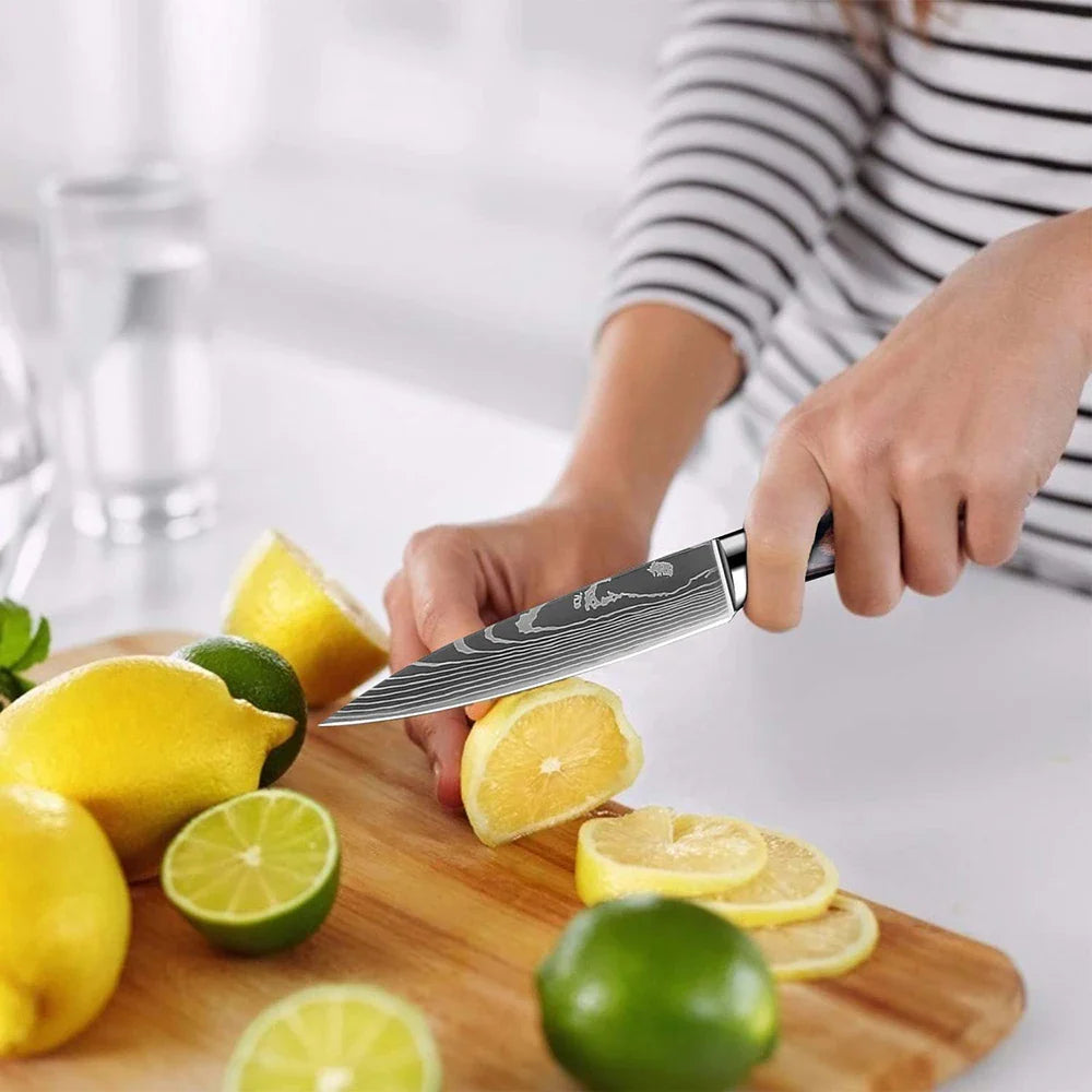 Skorter | XITUO Kitchen Knife Set - 1-9PCS 7Cr17Mov Stainless Steel Chef, Santoku & Fruit Knives with Ergonomic Pakkawood Handle