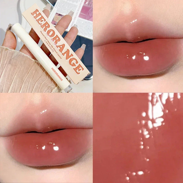 Rynx | Water Mirror Lipstick Long-lasting Non-sticky Cup Moisturizing Crystal Jelly Clear Brown Solid Lip Gloss Korean Lip Makeup Cosmetics