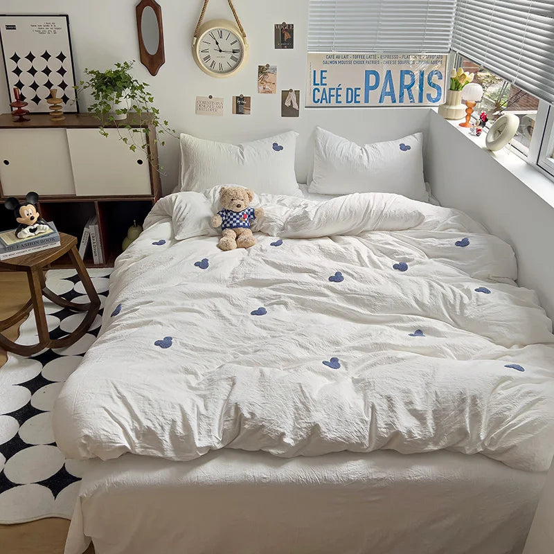 Rynx | Embroidery Bedding Duvet Set Pillowcase Bed Sheet Single and Double Bed Bedding Duvet Set Queen/King Double Single Bed
