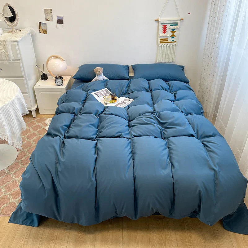Rynx | Black Bedding Set Soft Bedding Washable Cotton Duvet Cover Pillowcase and Bed Sheet bedding set Home Bedding