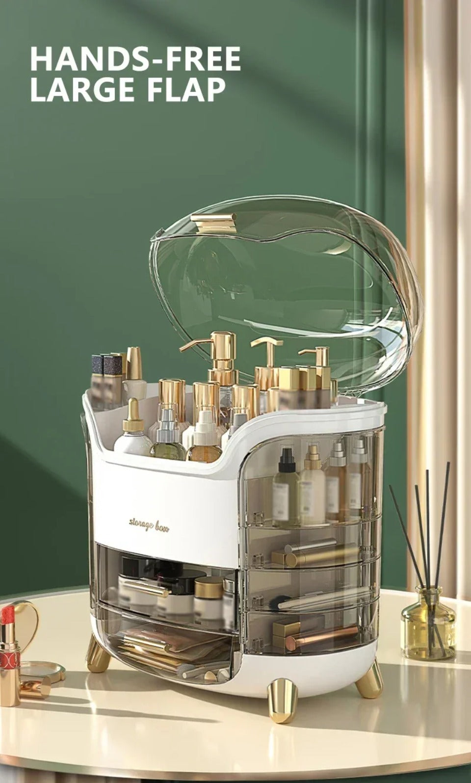 Lisslune | Luxury Transparent Makeup Organizer with Sliding Doors and Drawers