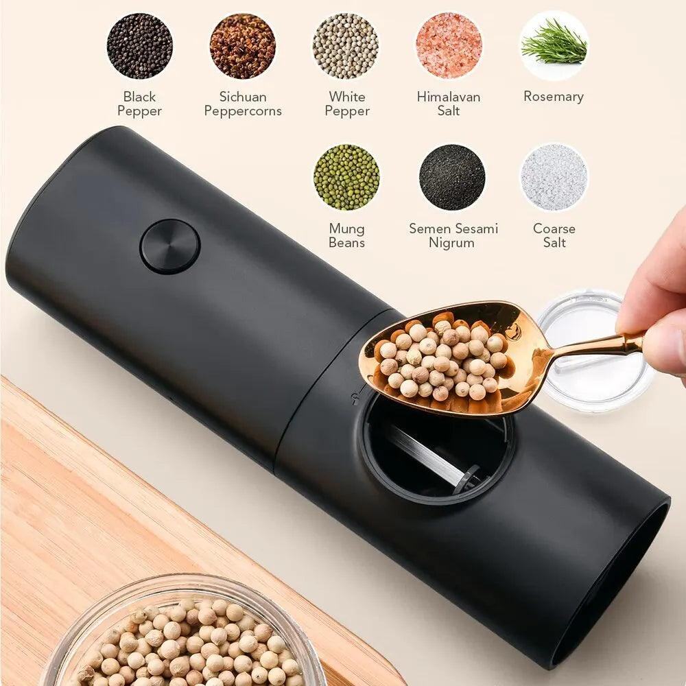 Lisslune | Eco-Friendly Automatic Electric Salt and Pepper Mill Set - Rechargeable Battery Operated Mills