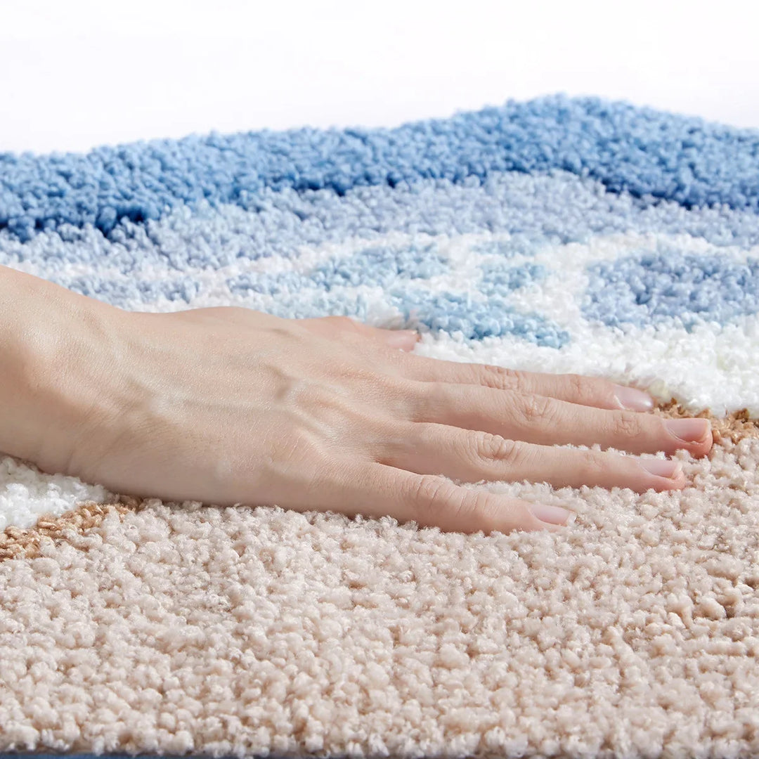 Rynx | Long Tufting Ocean Bedroom Rug Bathroom Mat Soft Landscape Beach Wave Living Room Rug Floor Pad Aesthetic Home Decor