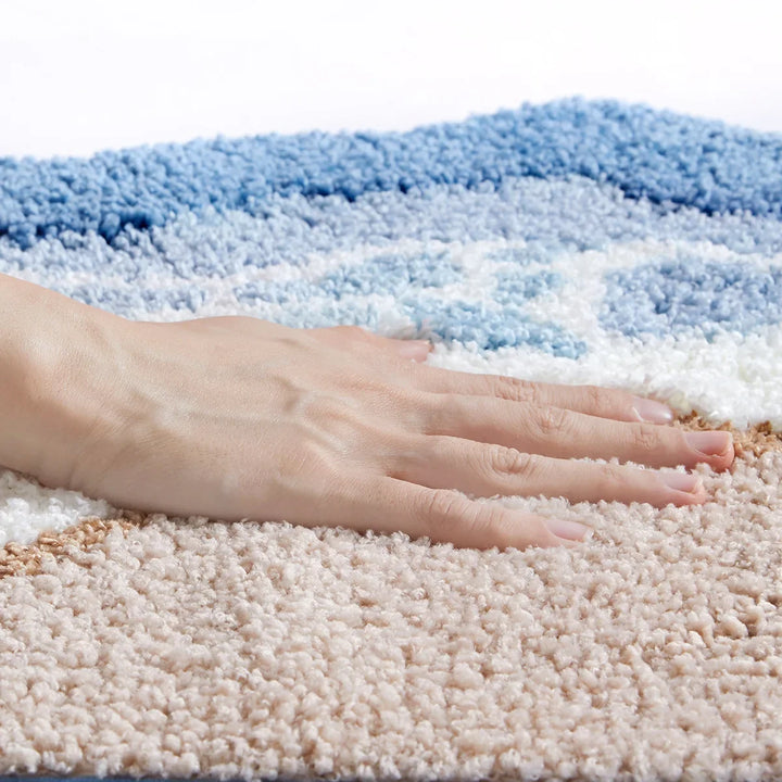 Rynx | Long Tufting Ocean Bedroom Rug Bathroom Mat Soft Landscape Beach Wave Living Room Rug Floor Pad Aesthetic Home Decor
