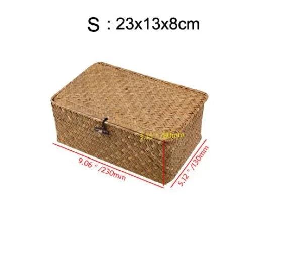 Lisslune | Natural Seaweed Laundry Basket with Lid - Stylish Basket for Bath Items, Cosmetics, and Towels
