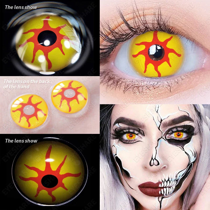 Rynx | 1 Pair Anime Color Contact Lenses for Eyes Yearly Red Lenses Black White Lenses Halloween Eye Lenses Cosplay Eye Contact Lenses