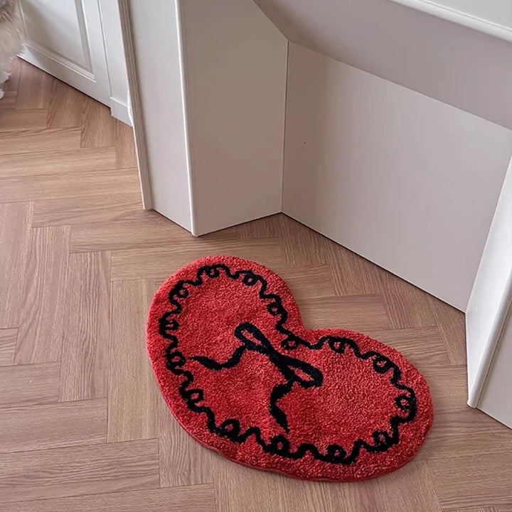 Rynx | Heart Shape Tufting Bow Bedroom Rug Living Room Rug Cute Hallway Floor Pad Bathroom Mat Doormat Aesthetic Home Decor