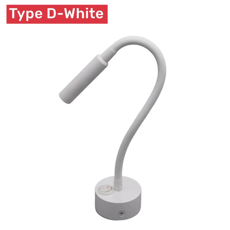 Lisslune | Modern Flexible LED Reading Wall Lamp with Switch for Bedroom and Study - 1W/3W