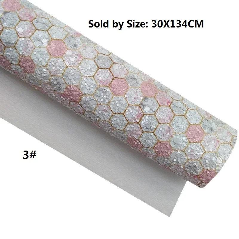 Lisslune | Chic Pink Leather Craft Sheets - Elegant Honeycomb and Heart Designs for Inspiring DIY Creations