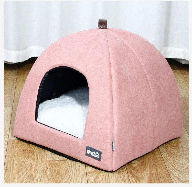 Lisslune | Cozy Velvet Mini Tent Cat Bed - Winter Retreat for Feline Friends