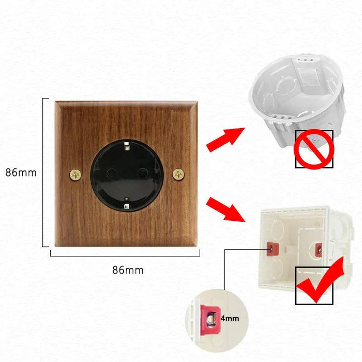 Lisslune | Stylish Black Walnut Electric Panel with USB Ports, Adjustable LED Ambient Lighting and Modern Pull Knob Features