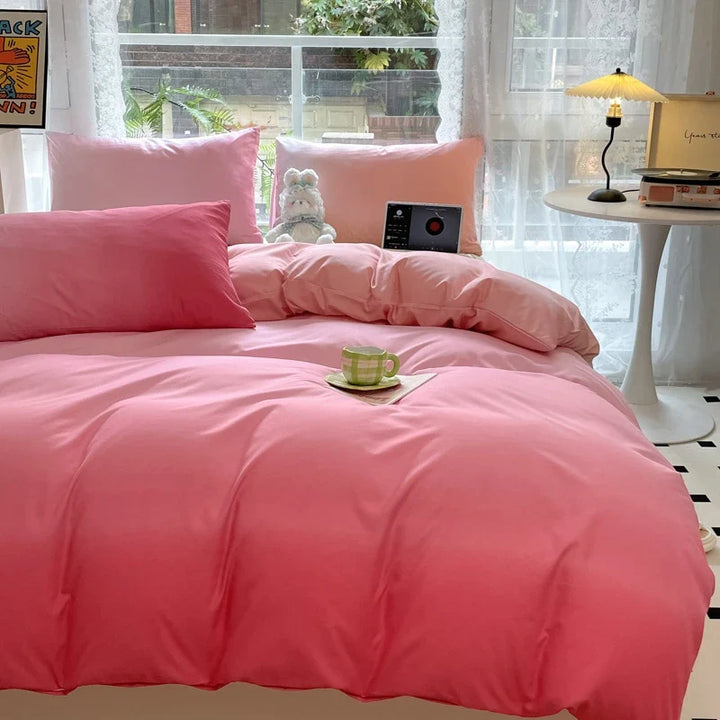 Rynx | Ins Gradient Bedding Sets Duvet Cover Sheet Set with Pillowcase Bedding Set for Queen/King Size Bed bedspreads