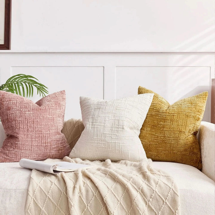 Lisslune | Chenille Throw Pillow Cover Bamboo Texture Solid Color