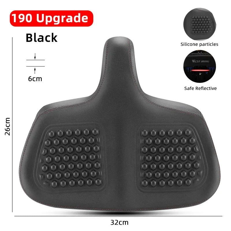 Lisslune | Wide Ergonomic Bike Saddle – Comfortable Saddle with Shock Absorption for City and Mountain Bikes