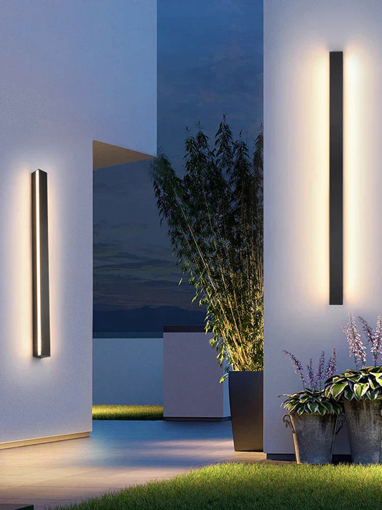 Lisslune | NeroEdge SleekLine Waterproof LED Wall Light – Modern Outdoor Lamp in Black