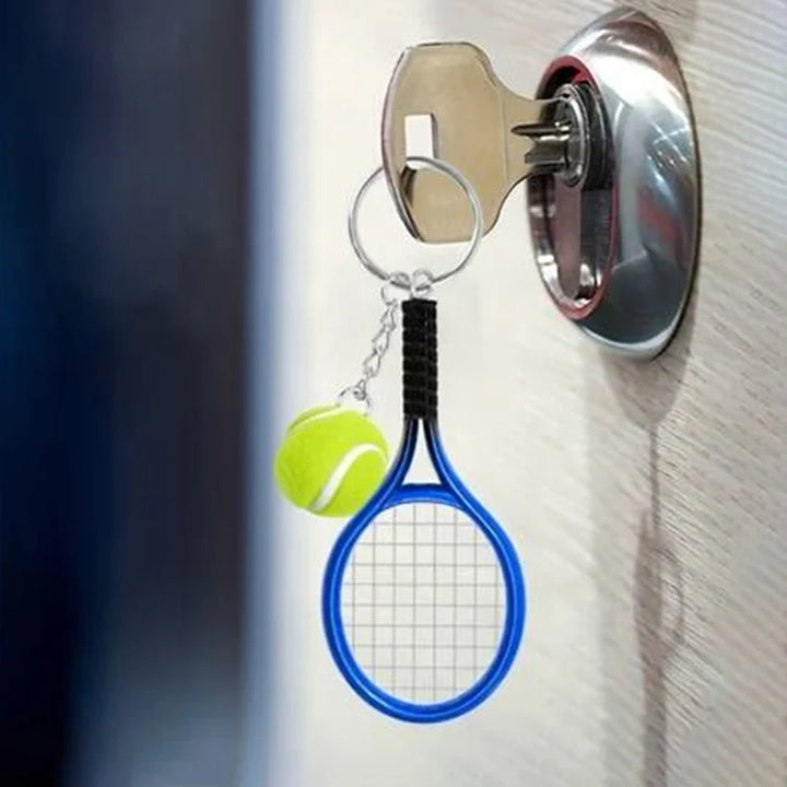 Rynx | Tennis Keychain Alloy Tennis Racket, Ball Split Ring Keychain For Sports Lovers Team Sports Bag Pendant