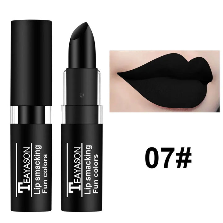 Rynx | 12 Colors Matte Nude Lipsticks Waterproof Black Blue Velvet Lipstick Long-lasting Sexy Vampire Red Halloween Party Makeup Lipsticks