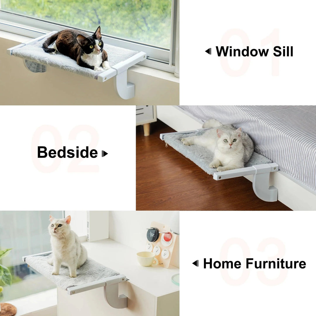 Lisslune | Adjustable Cat Window Lounge - Light Portable Perch for Bird Watching & Sunbathing, 55x35x18 cm, 1.3kg
