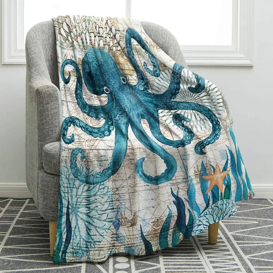 Lisslune | Sea Life Ocean Throw Octopus Blanket