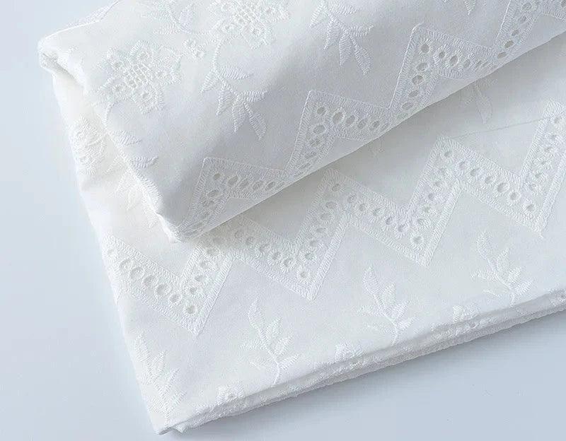 Lisslune | Elegant 100% Cotton White Lace Material
