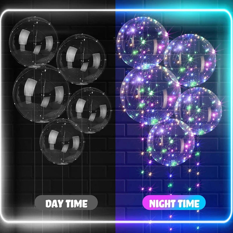 Rynx 10 pieces LED glowing Bobo balloon with string lights transparent bubble balloon birthday party wedding decoration Christmas supplies