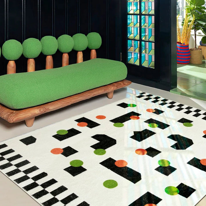 Rynx | Minimalist Living Room Large Rugs Nordic Modern Bedroom Carpet Black White Fluffy Hallway Runner Non-Slip Rugs IG