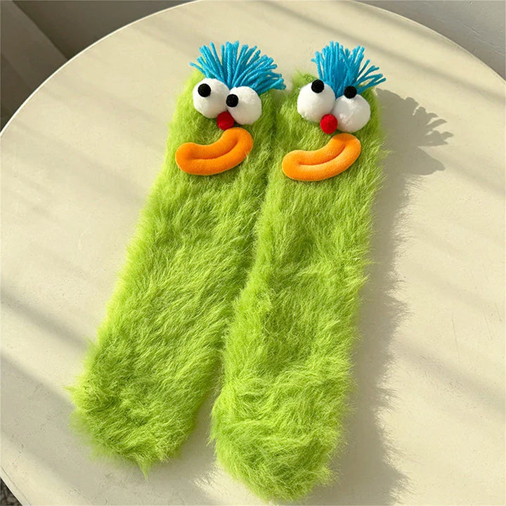 Lisslune | Fluffy Cartoon Women's Socks with Face
