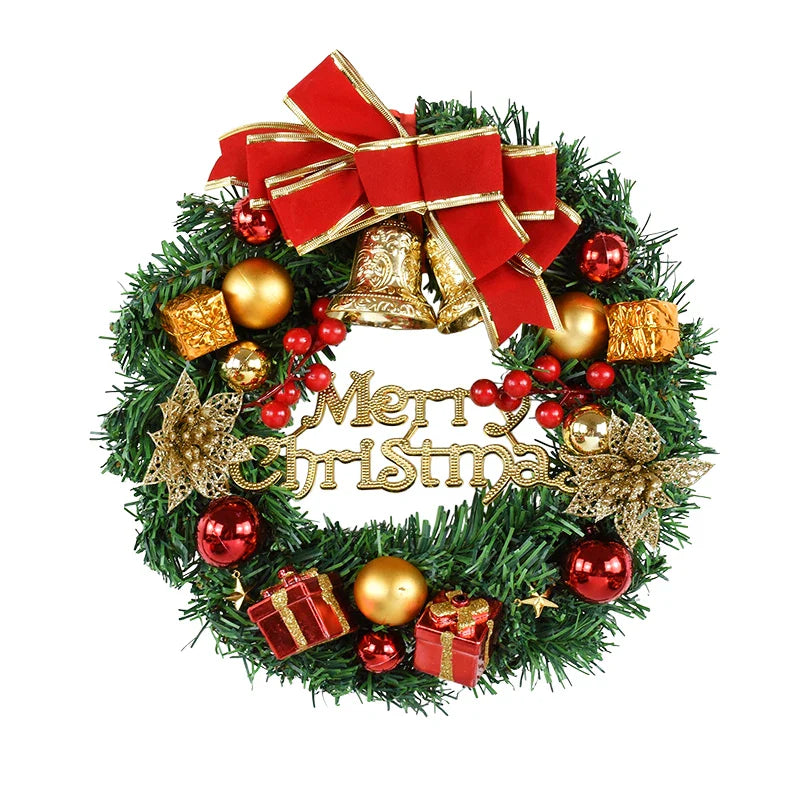 Rynx 30cm Christmas wreath Xmas door garland hanging ornaments Merry Christmas decoration for home New Year Navidad door hanger