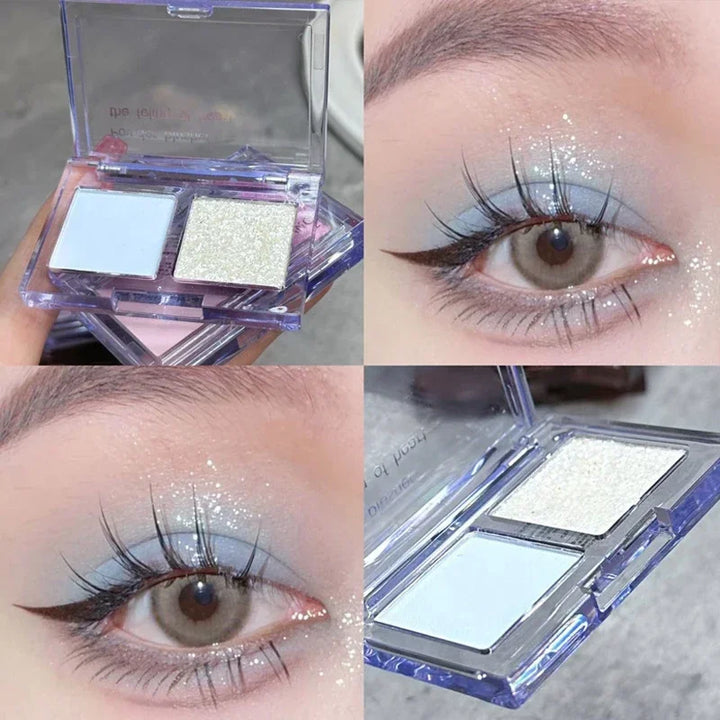 Rynx | 2 Colors Smoky Blue Eyeshadow Palette Matte Pearl Gray Pink Low Saturation Eyeshadow Palette Eye Pigments Long-lasting Korea Makeup