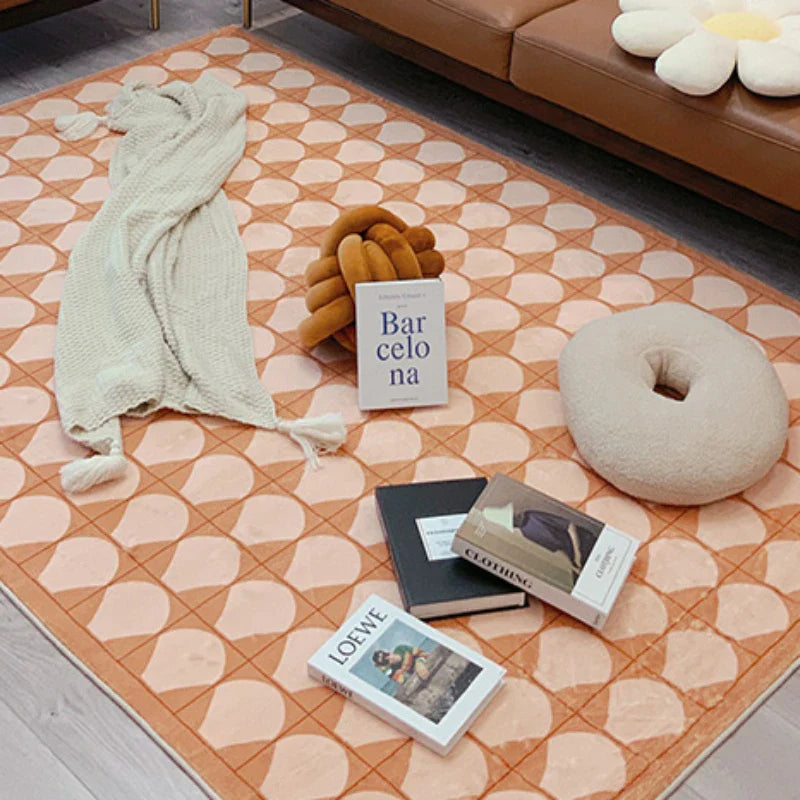 Rynx | Retro Living Room Rug Minimalist Bedroom Rug Comfortable Soft Rug Easy Care Rug Easy to Store Rugs Non-Slip Rug Rug