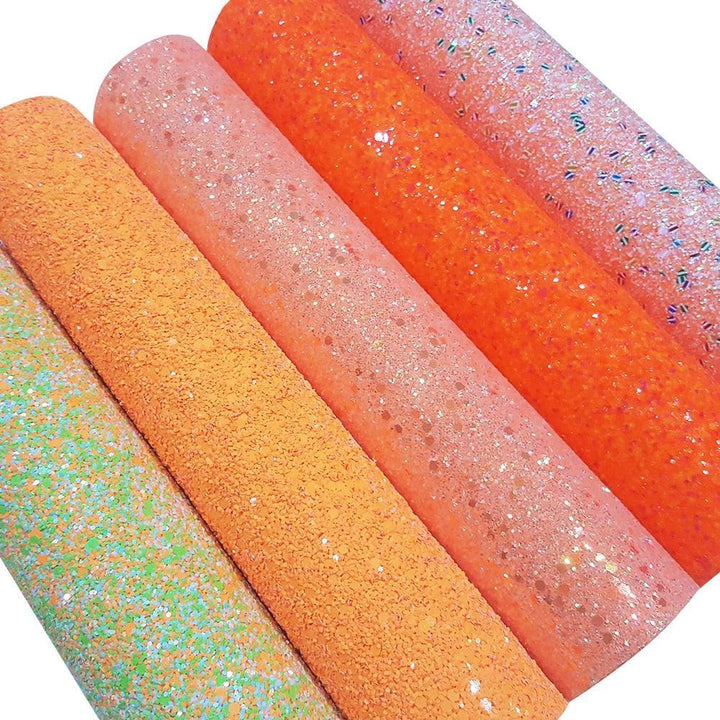 Lisslune | Lively Orange Glitter Faux Leather Craft Roll for Creative Projects