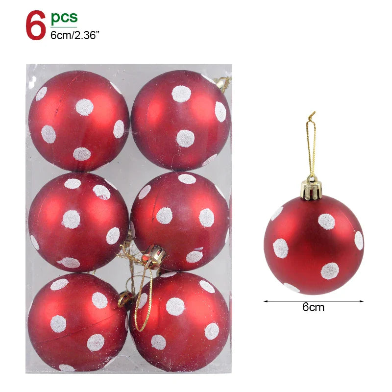 Rynx 6pcs/Box 6cm Christmas Tree Balls Ornaments Xmas Tree Hanging Decorations Christmas Decorations for Home Navidad Natal New Year Gift
