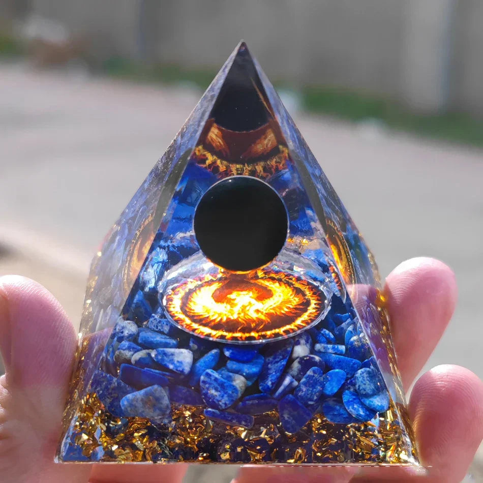 Lisslune | Orgonite Pyramid with Amethyst Pendulum – Energy, Protection and Decoration
