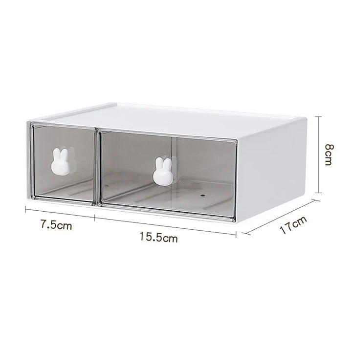 Rynx | Desktop Cosmetics Kawaii Stationery Storage Box Ins Plastic Drawer Storage Pen Cabinet Office Desk Stackable Storage Organization