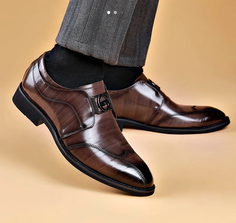 Lisslune | Men's Leather Shoes Stylish Men's Shoes Pointed Oxford Wedding Leather Men's Dress Shoes Gentleman Office Man Shoe