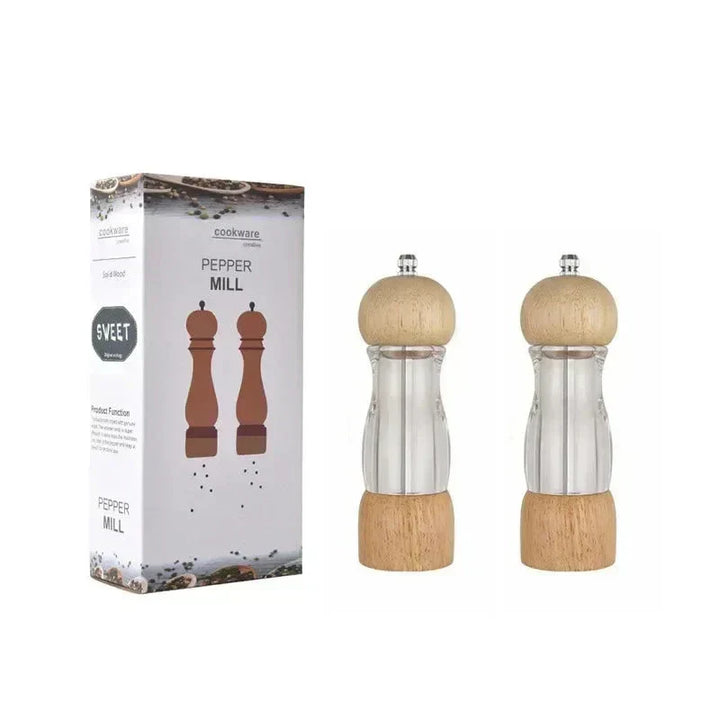 Lisslune | Pepper mill and salt mill set made of wood and glass – Stylish spice mills for the kitchen