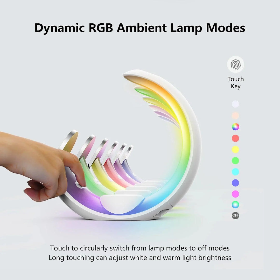 Lisslune | Charging station with RGB moonlight for AirPods, Apple Watch, and smartphones - Perfect for use at home and in the office
