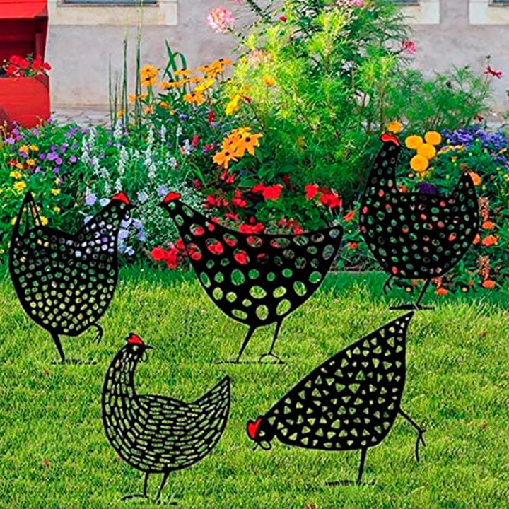 Rynx | 5Pcs Standing Outdoor Decoration Chick Decoration Lovely Chick Silhouette Acrylic Chicken Garden Art Silhouette Stakes