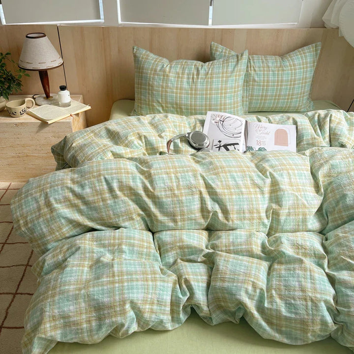Rynx | 100% Cotton Soft Bedding Set Striped Print Duvet Cover with Pillowcase Bedding Bedspread Pillowcases Duvet Sets