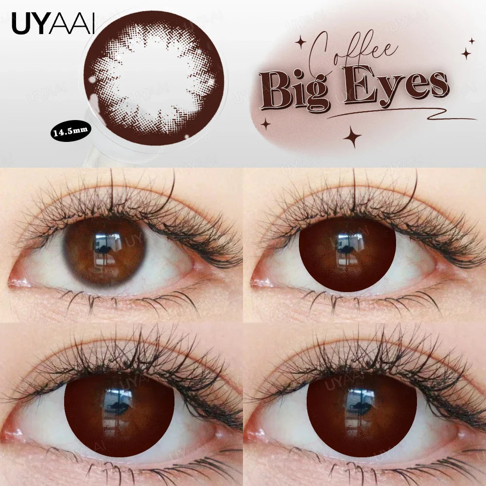 Rynx | Myopia 15MM Black Diamond Lenses with Diopters 1 Pair Big Eyes Natural Black Lenses Brown Contact Lenses Gray Purple Lens