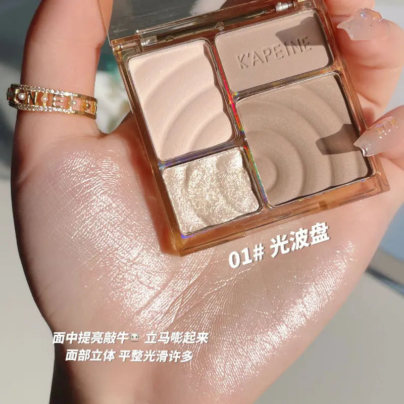 Rynx | Matte Highlighter Palette 3D Nose Contour Glow Lighten Contour Shimmer Powder Cosmetic Face Shading Care Powder Makeup