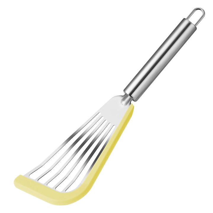 Lisslune | Silicone-Edged Fish Spatula - Stainless Steel, Heat-Resistant, Slotted Turner for Cooking
