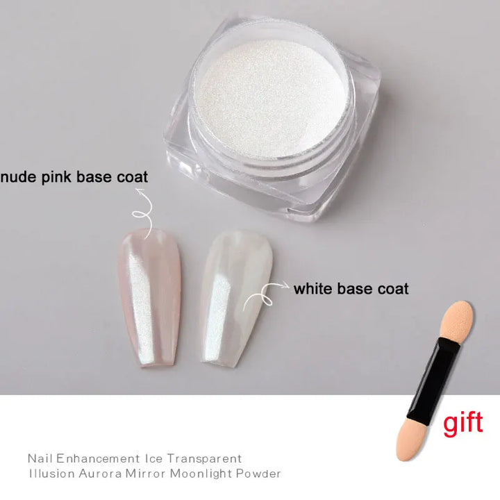Rynx | 1jar Plating Aurora Chrome Nail Powder High Gloss Moonlight Mirror Fine Glitter Pigment Aurora Pearl Rub Dust Chrome Nails