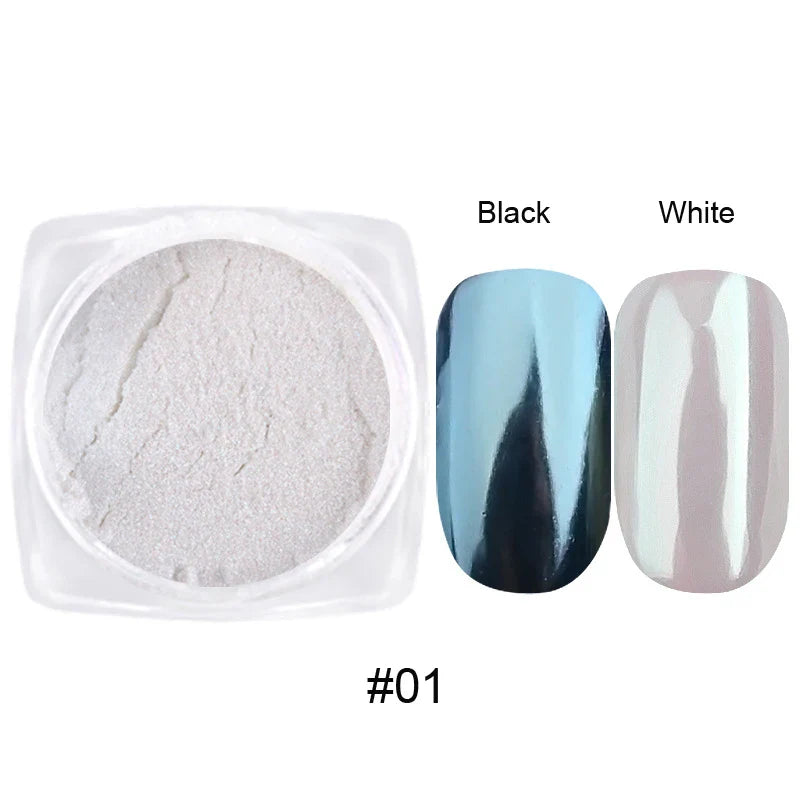 Rynx | 1jar Plating Aurora Chrome Nail Powder High Gloss Moonlight Mirror Fine Glitter Pigment Aurora Pearl Rub Dust Chrome Nails